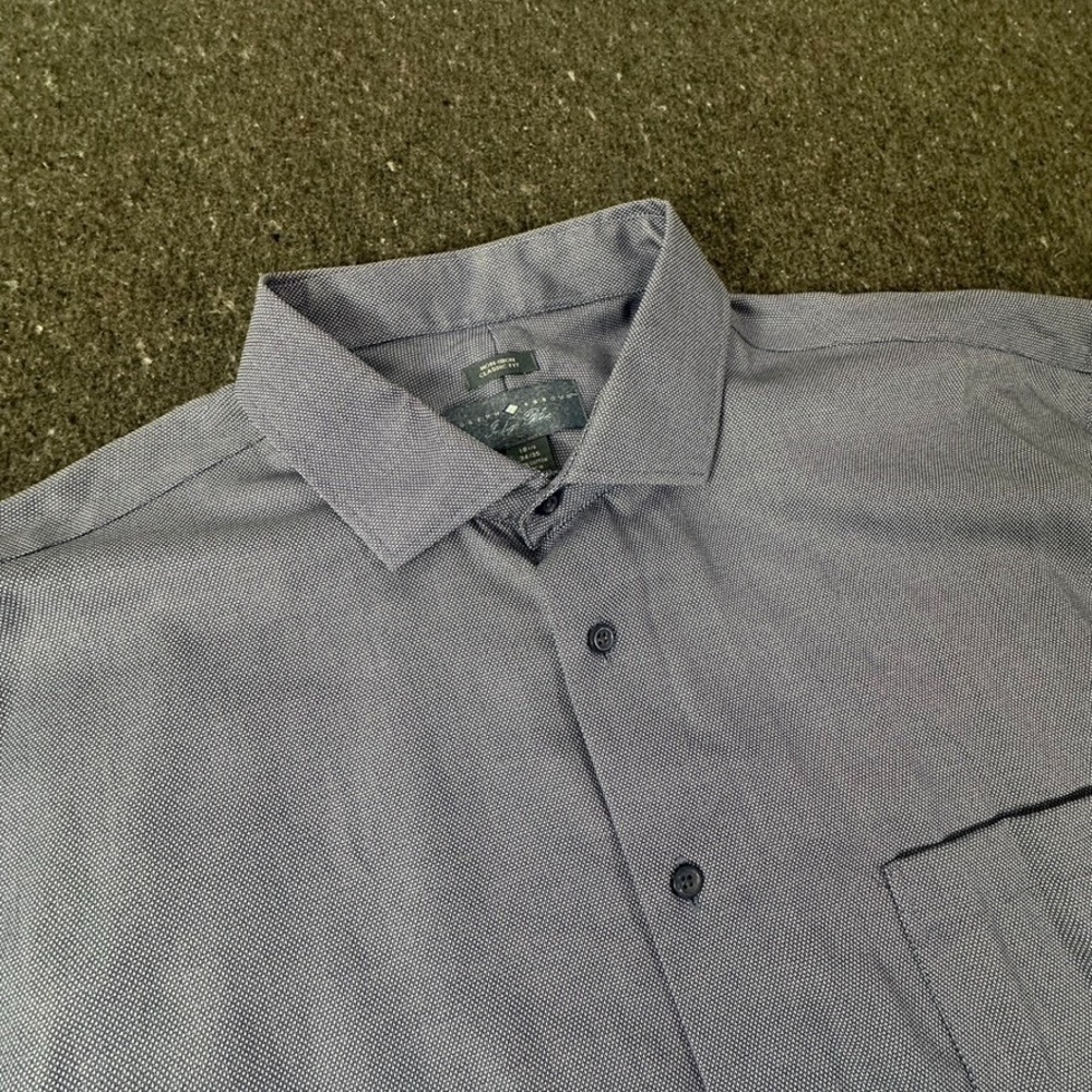 Joseph Abboud Dress Shirt Mens 18.5 34/35 Blue Indigo Classic Ft Non-Iron Cotton